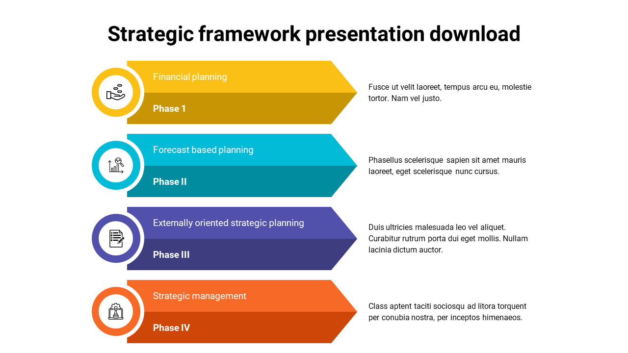 Arrow design strategic framework presentation download